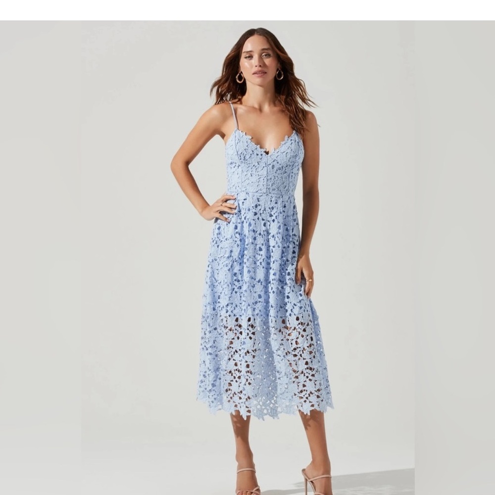ASTR The Label A Line Midi Dress Light Blue M
